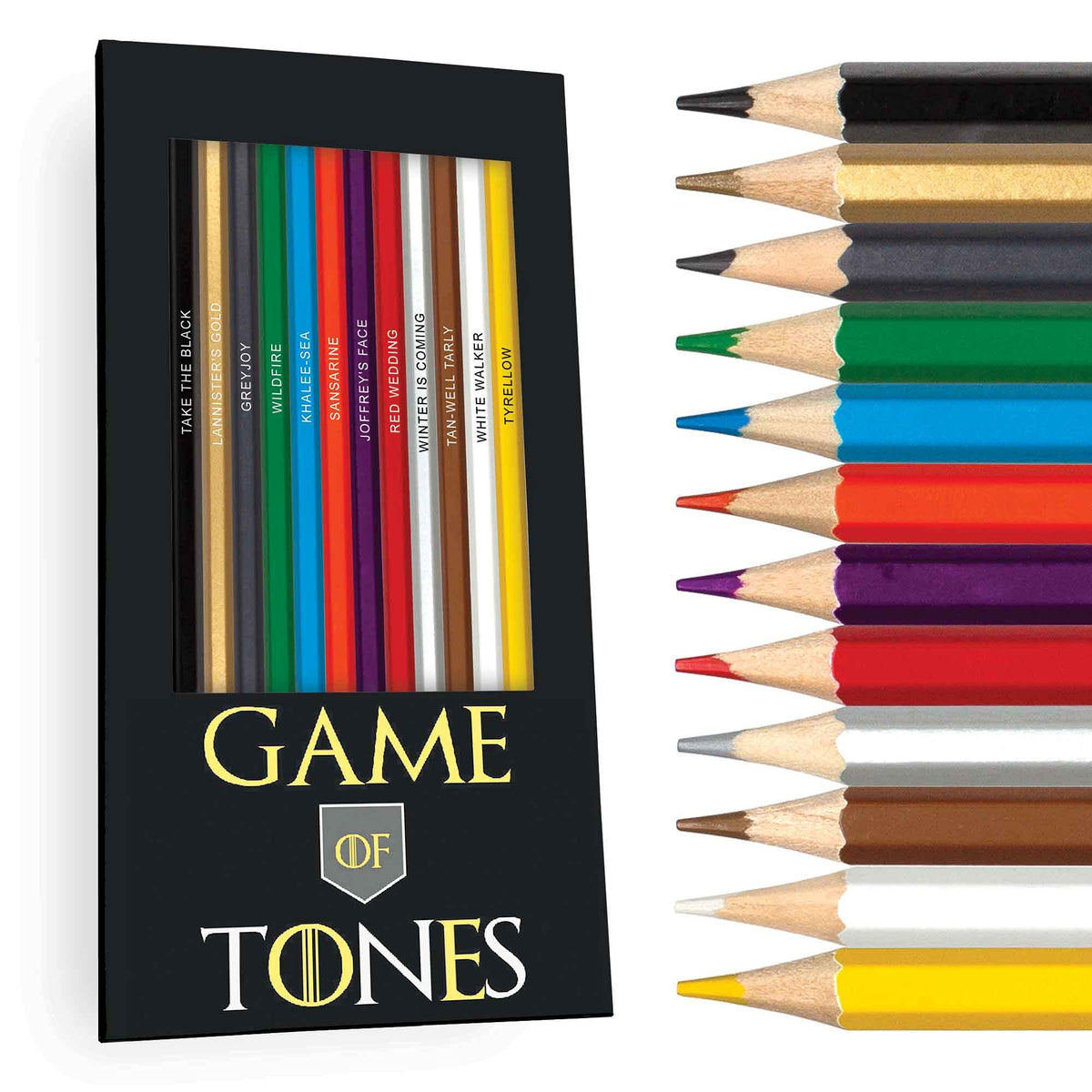 Game of Tones Colored Pencil Set for Fans of Game of Thrones | Set of 12 Parody Pencils | Each