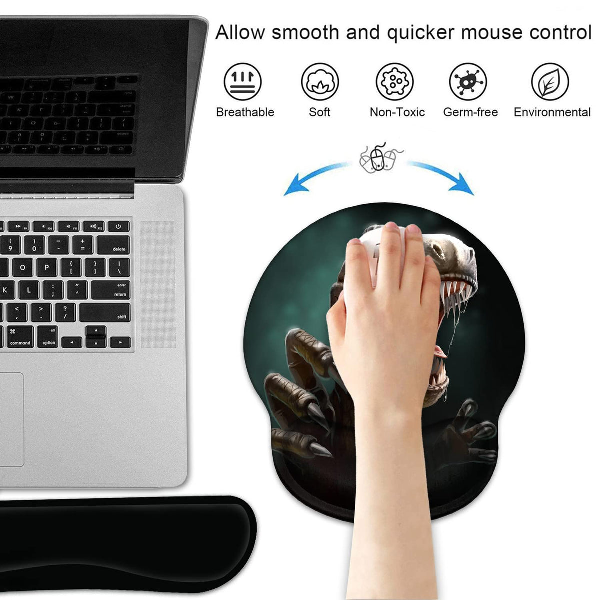 Keyboard Wrist Rest and Mouse Pad Wrist Support Set with Coasters, Non-Slip PU Base Ergonomic