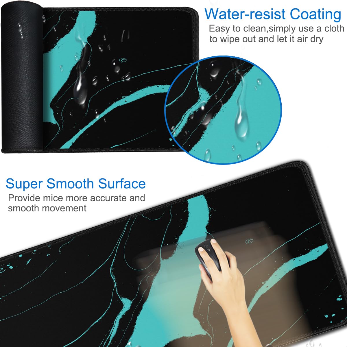 Gaming Mouse Pad, 31.5x15.7 inch Large Extended Computer Keyboard Mouse Mat, Water Resist Non-Slip