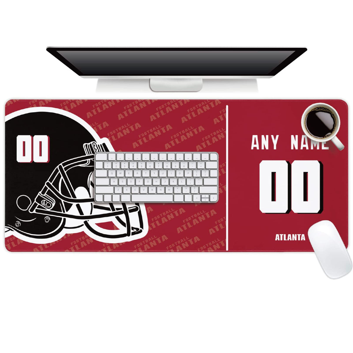 Atlanta Mouse Pad Custom any Name and Number Desk Pad for Men Women Youth Gifts