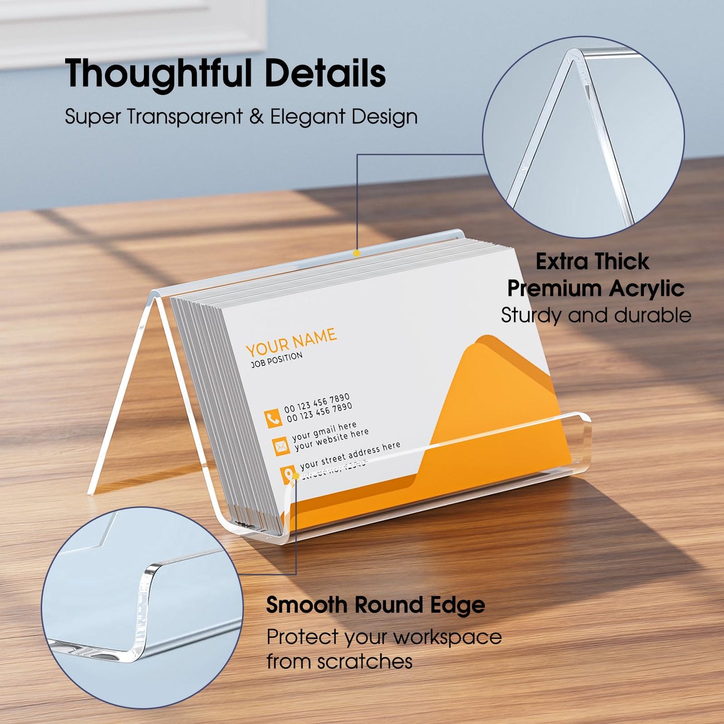 MaxGear Acrylic Business Card Holder for Desk 6 Pack