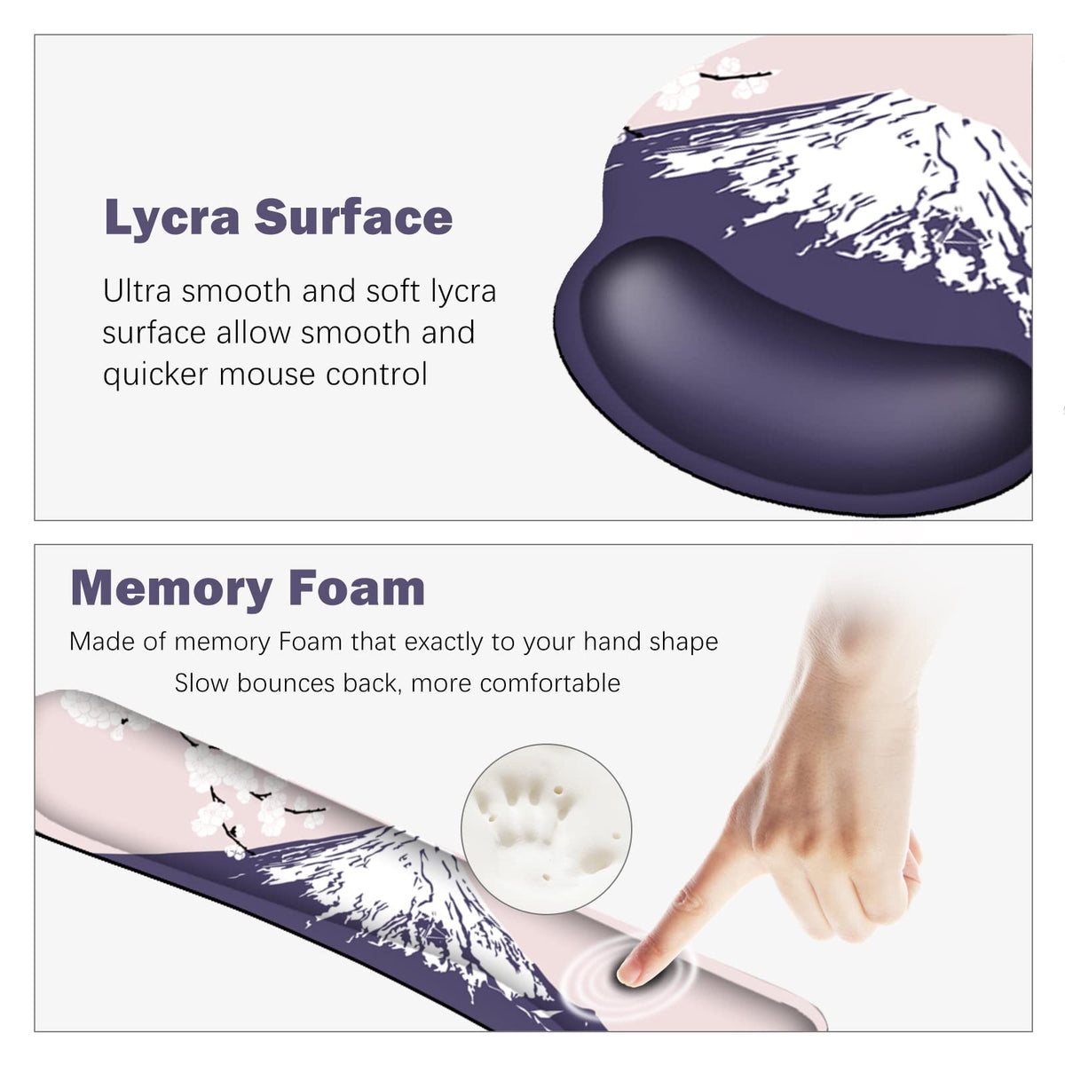 ARTSO Large Mouse Pad Set Ergonomic Keyboard Wrist Rest Support, Memory Foam Gel Wrist Pad