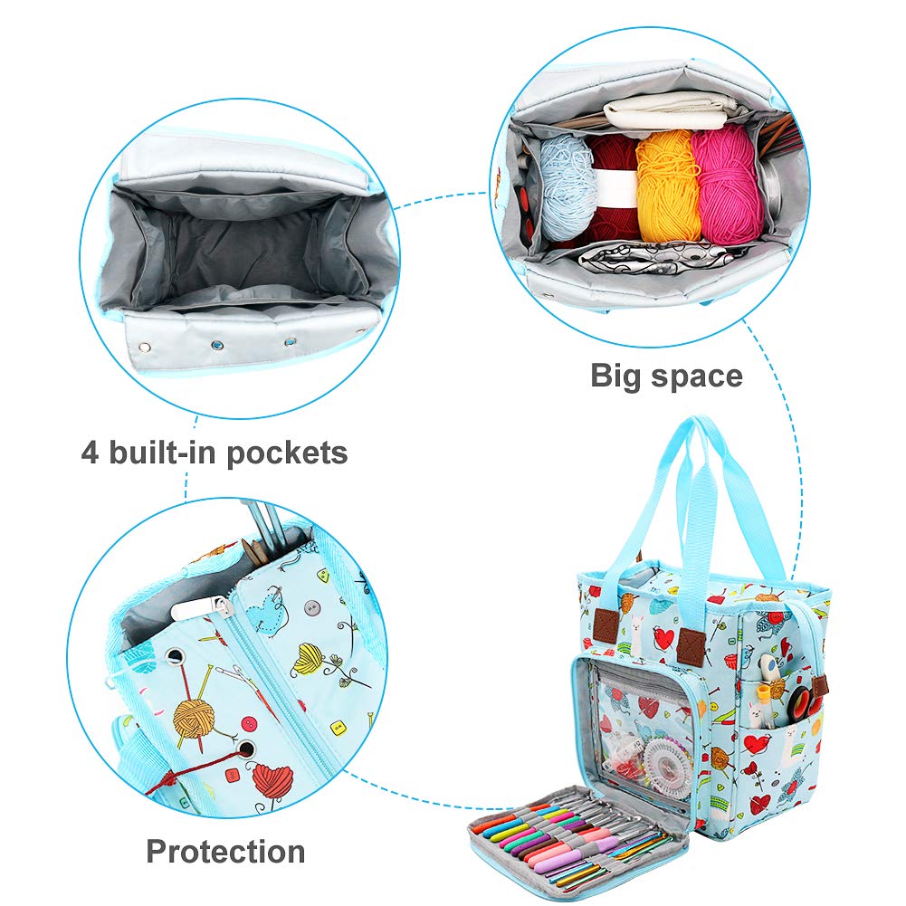 SumDirect Yarn Bag, Knitting Organizer Tote Bag Portable Storage Bag for Yarns, Carrying Projects