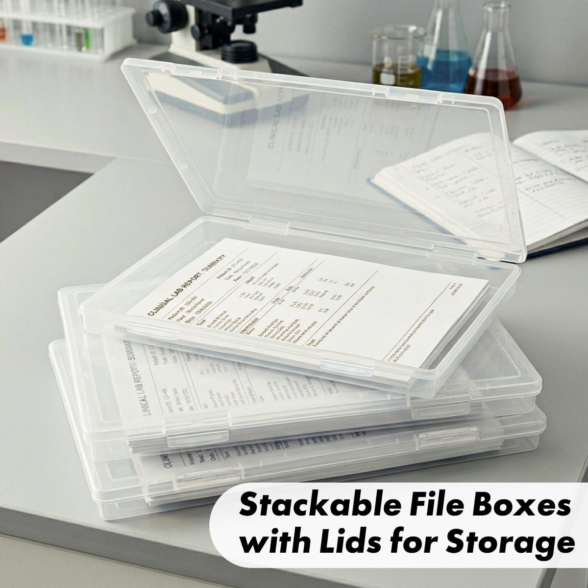 DUOFIRE 3 Pack Plastic File Box Document Organizer for US Letter Paper