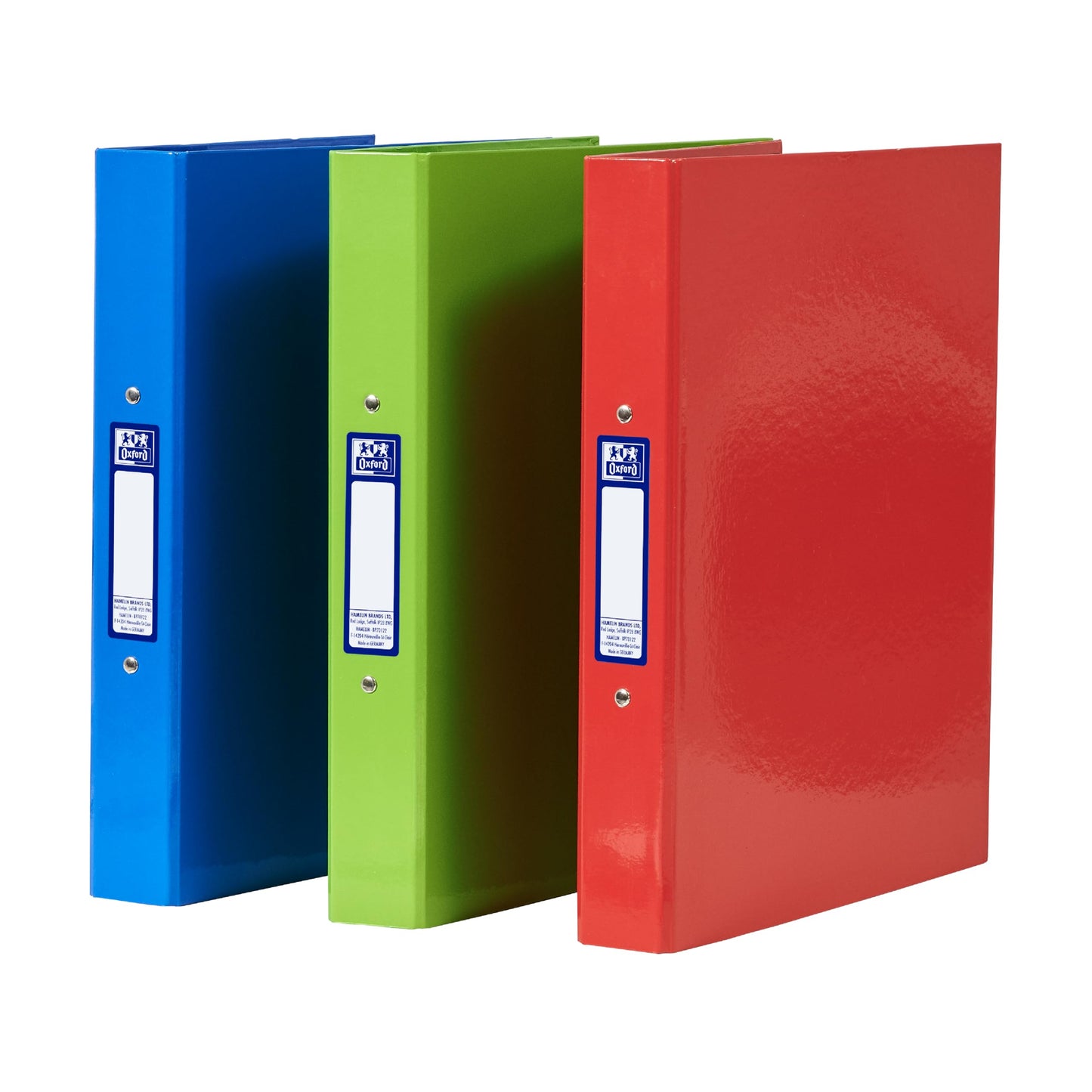 Elba 2 O-Ring Binder A4, Red/Green/Blue, Pack of 3 Folders