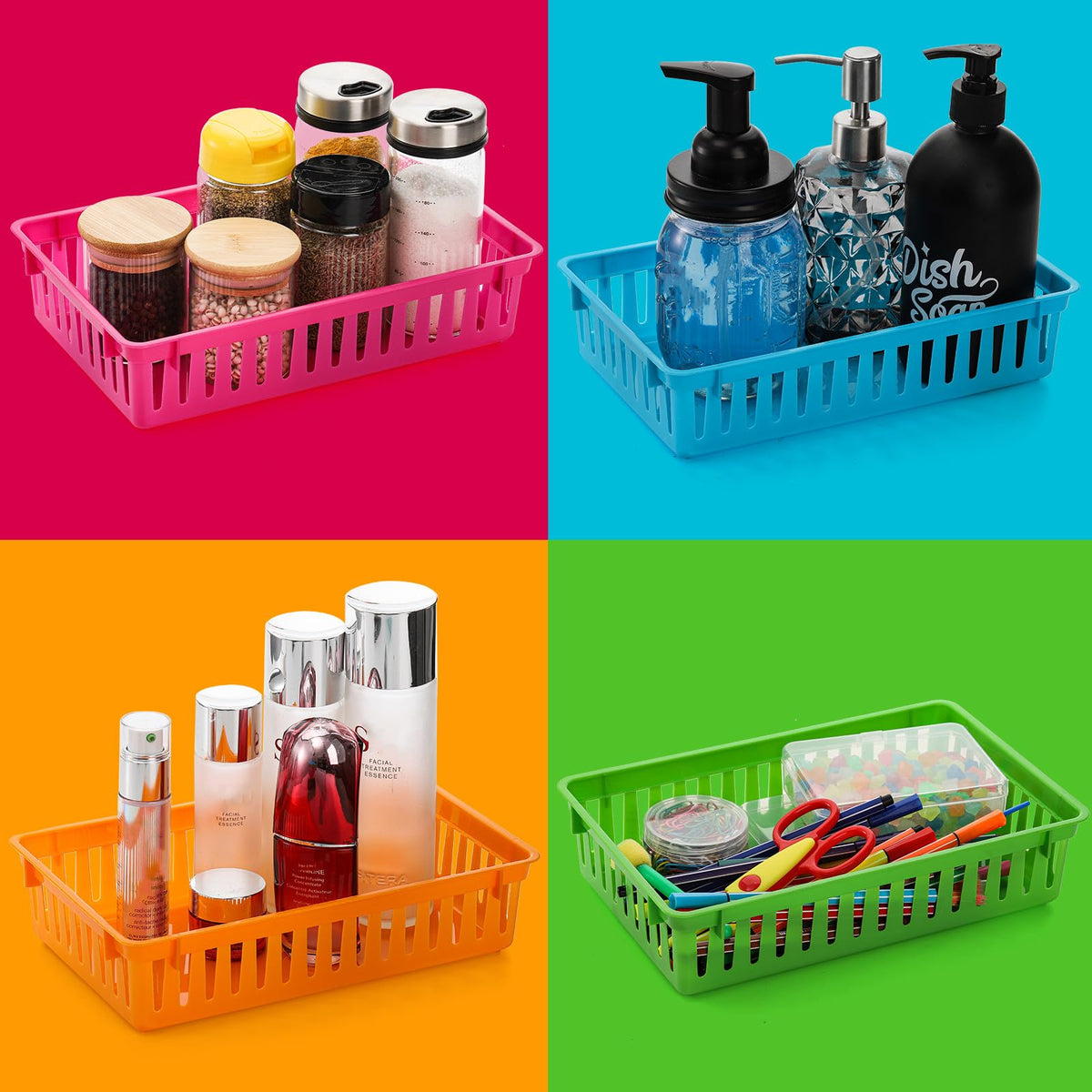 DEAYOU 16 Pack Classroom Storage Baskets Bins, Small Plastic Organizer Basket, Colorful Storage
