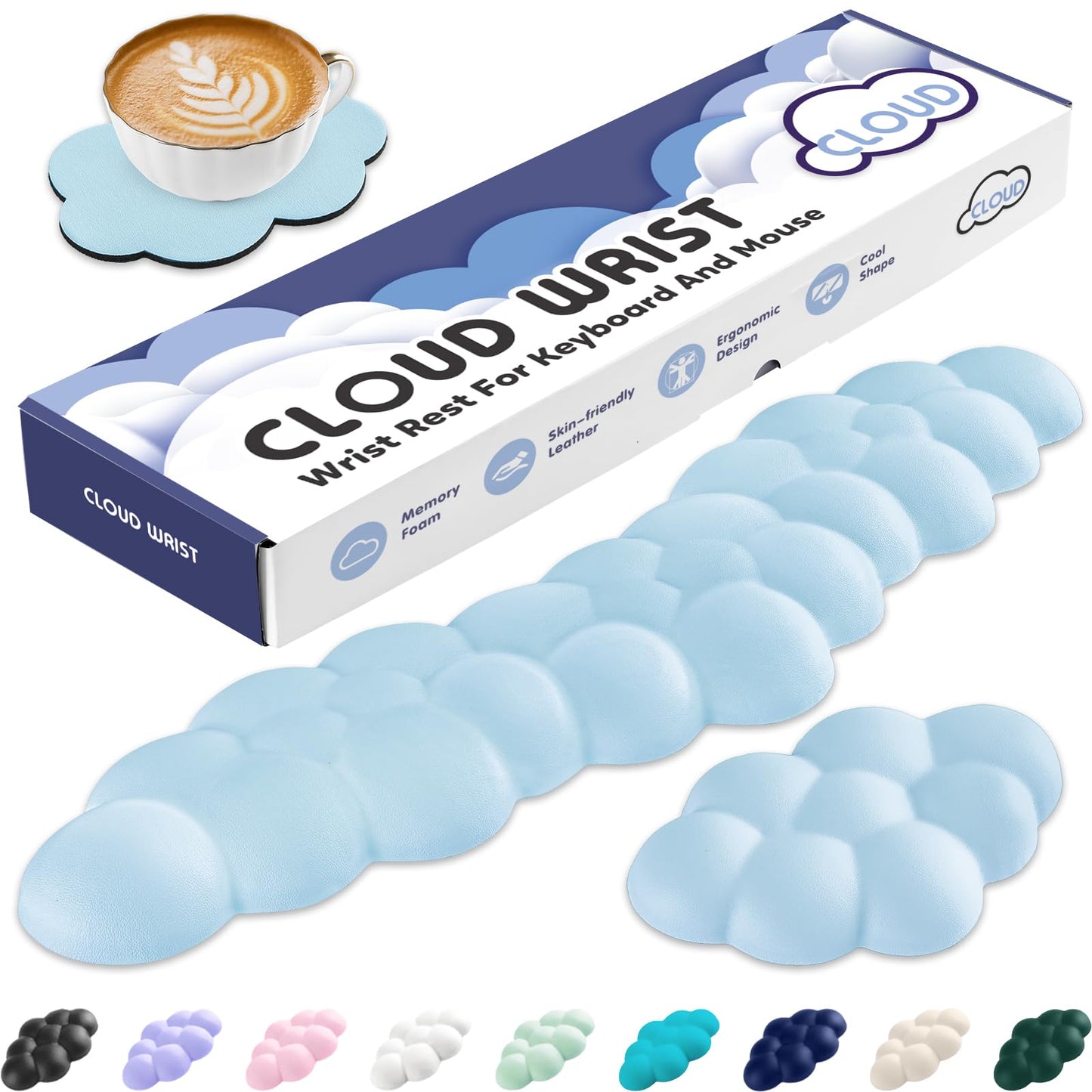 Sushret Cloud Wrist Rest for Keyboard and Mouse, Cloud Keyboard Wrist Rest