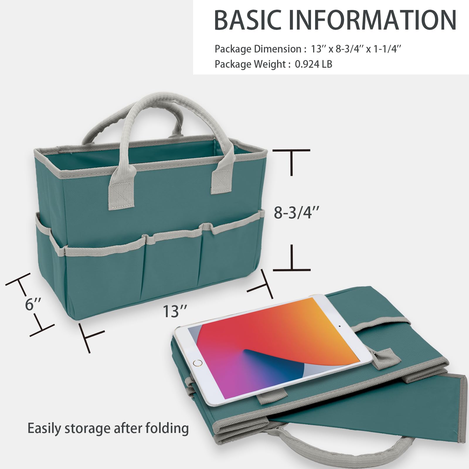 Cupohus Art Organizer Craft Storage Tote Bag with Multiple Pockets (Green)