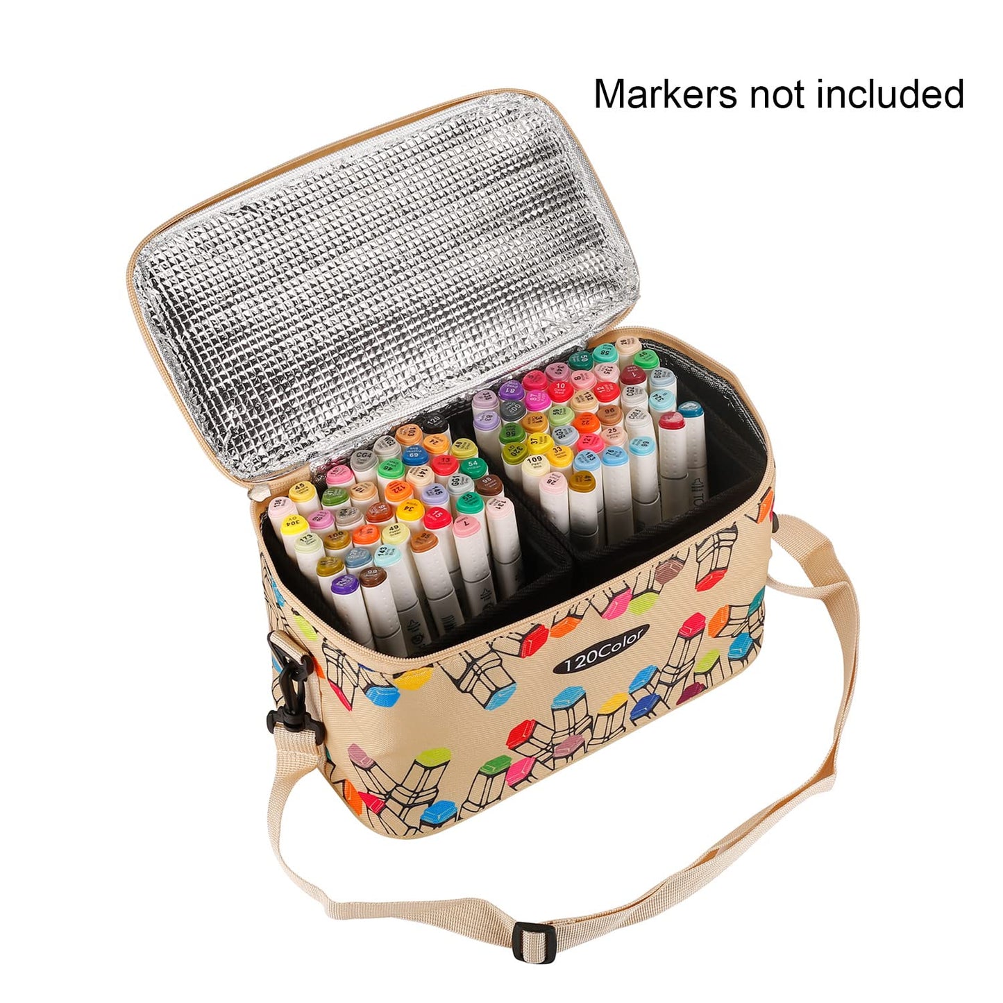Toprema New Marker Pen Case Holder for 120 Markers Organizer Multifunctional Zipper Storage