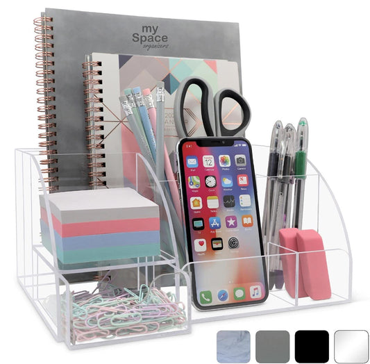 My Space Organizers Clear Acrylic Desk Oganizer, 9 Compartments, Office Supplies and Desk