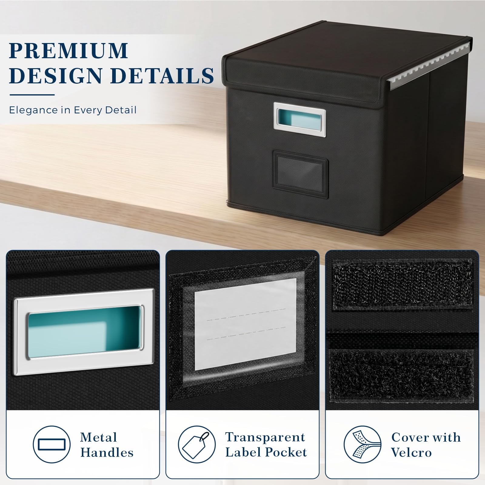 Huolewa File Organizer Box with Lids, Collapsible File Folder Organizer