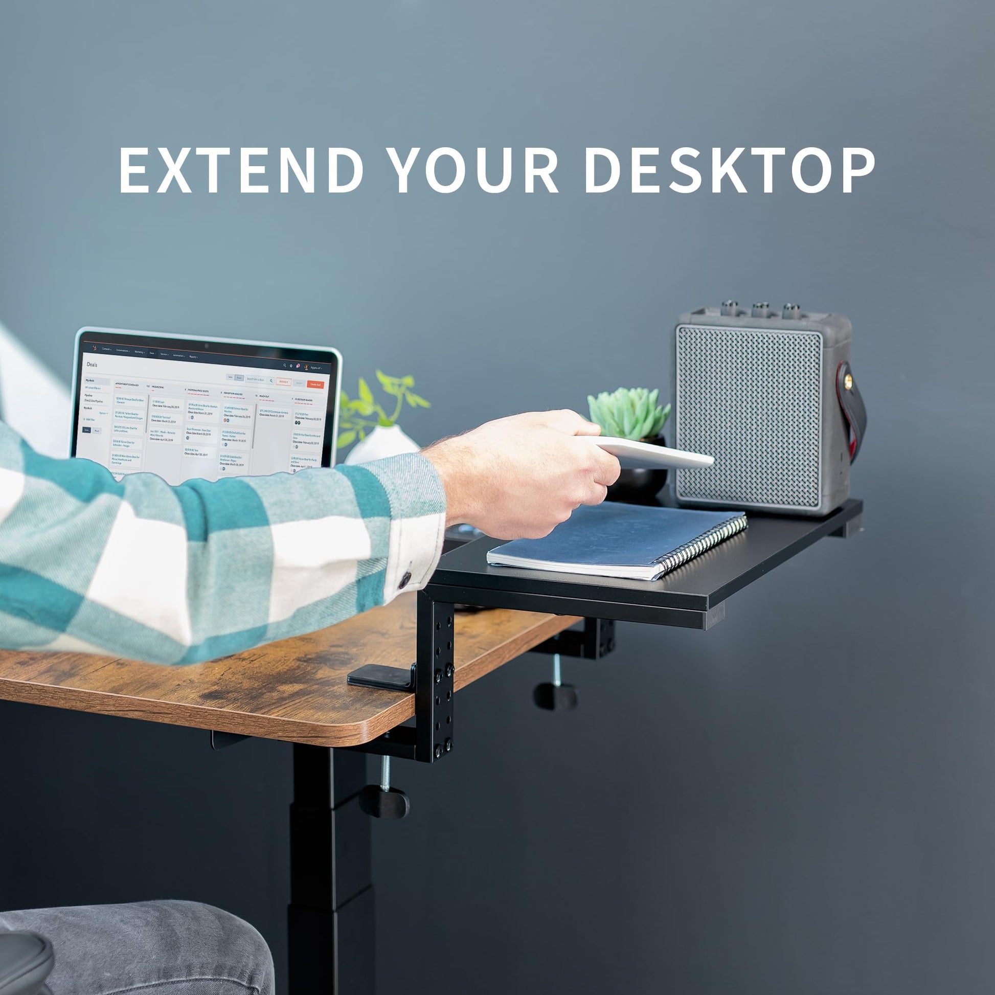VIVO Black Clamp-on 15 in Desk Extension Shelf, DESK-SHELF15B