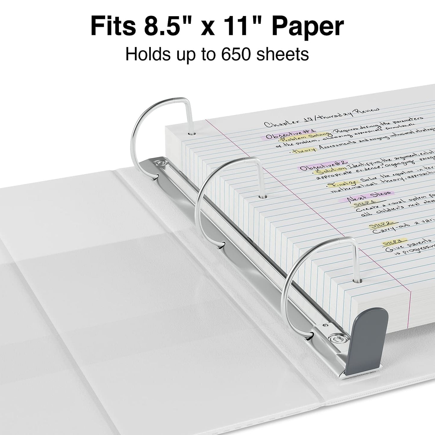 Staples Heavy-Duty 3-Inch 3-Ring View Binders, White, 8/Carton