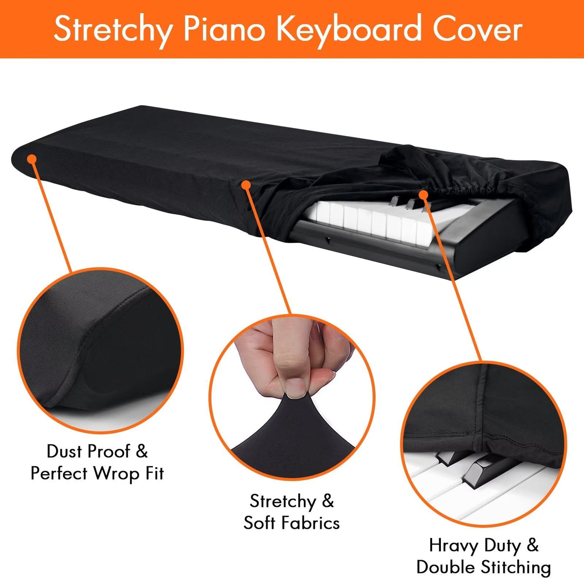 88 Keys Piano Keyboard Dust Cover, Music Dirt Proof Stretchy Electronic Keyboard Cover With Durable