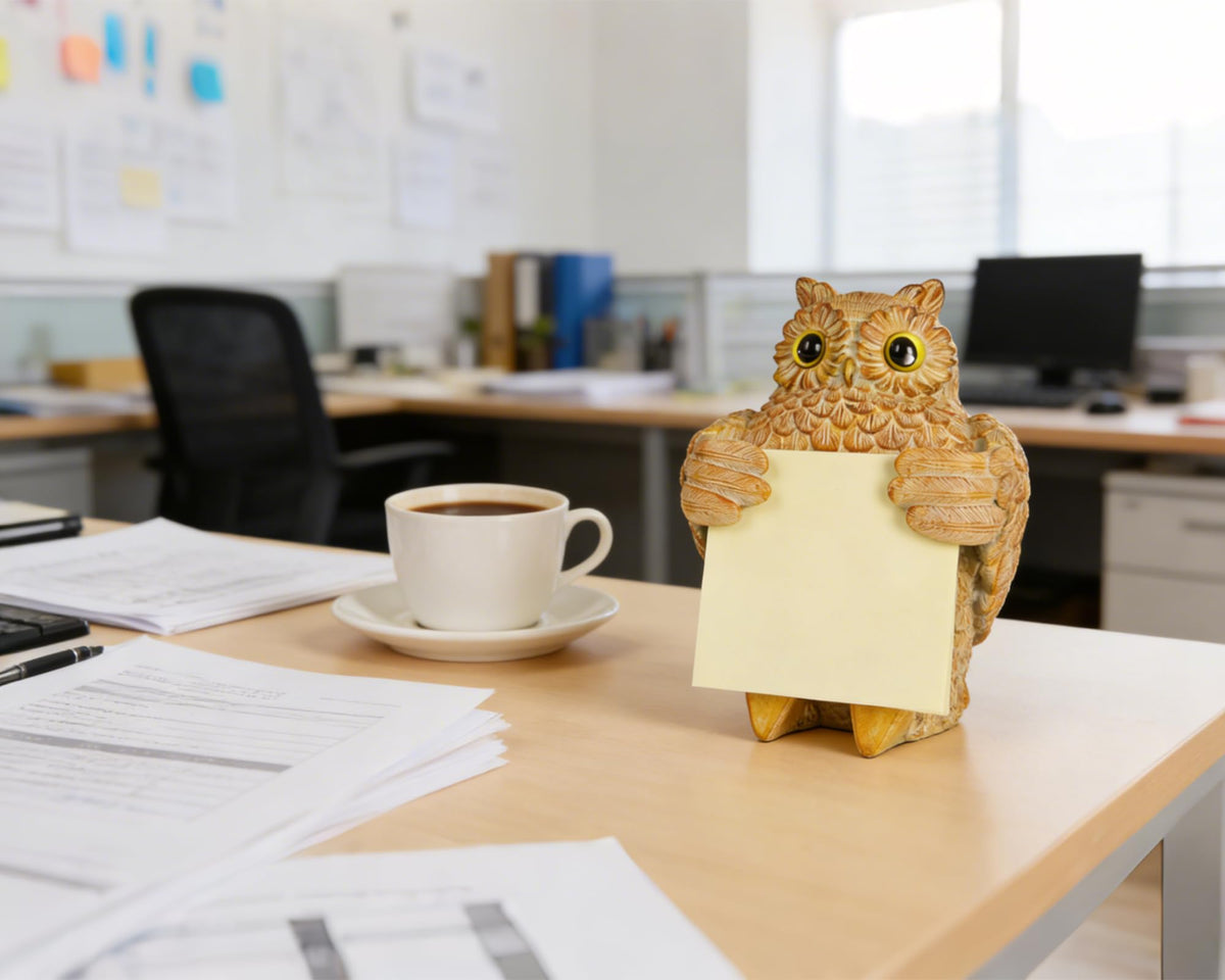 HORTIX Owl Pop-Up Sticky Note Dispenser for 3 x 3 in Notes, Light Yellow