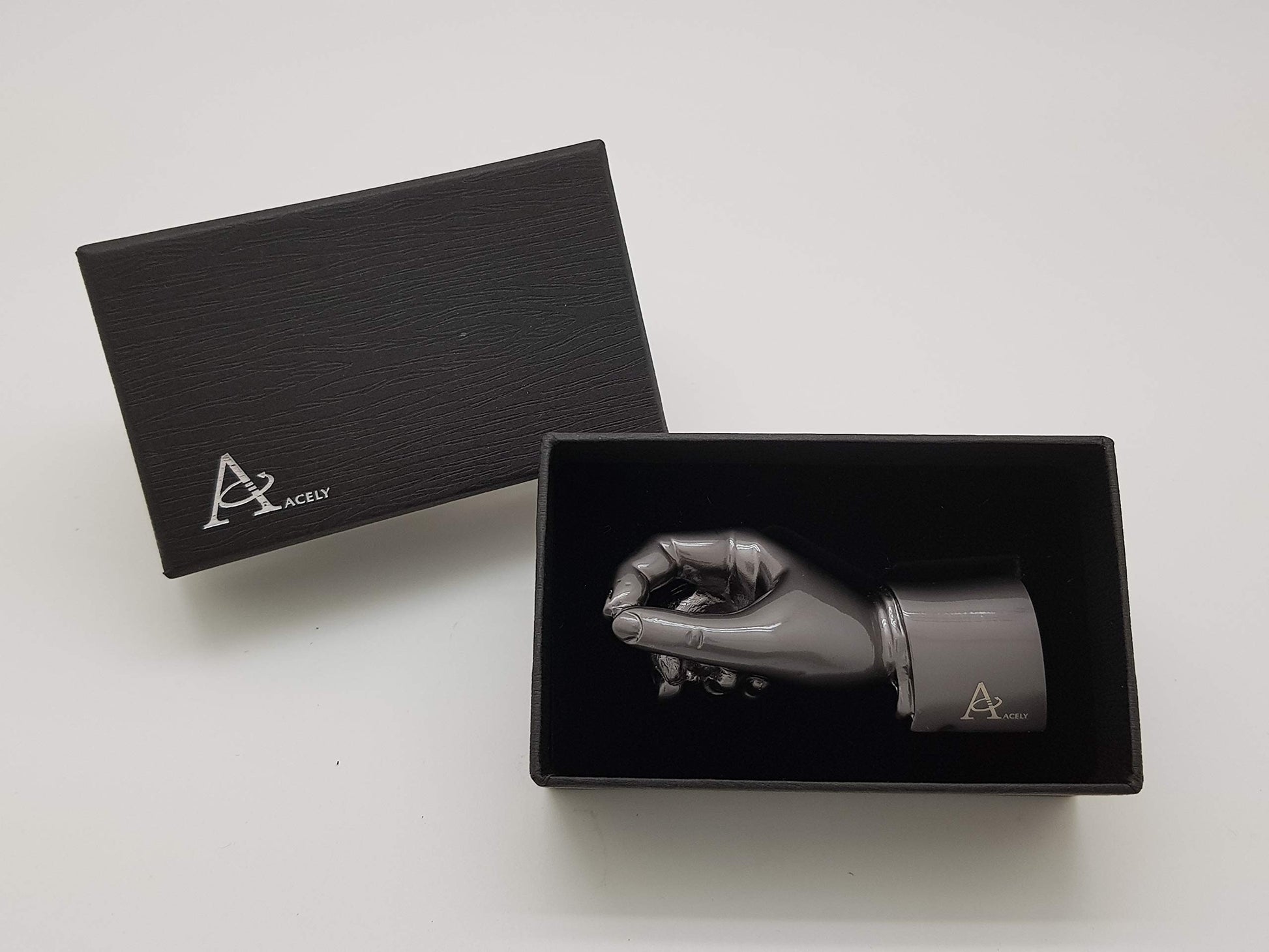 Acely Executive Solid Heavy Hand-Shaped Pen Holder Metal Art Craft Paperweight for Desktop