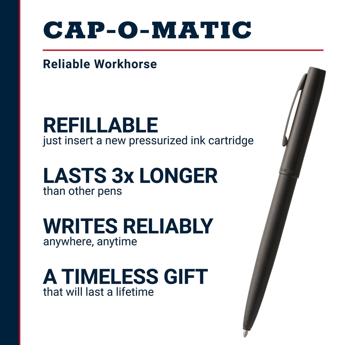 Fisher Space Pen Military Cap-O-Matic Pen, Black Ink, Gift Box