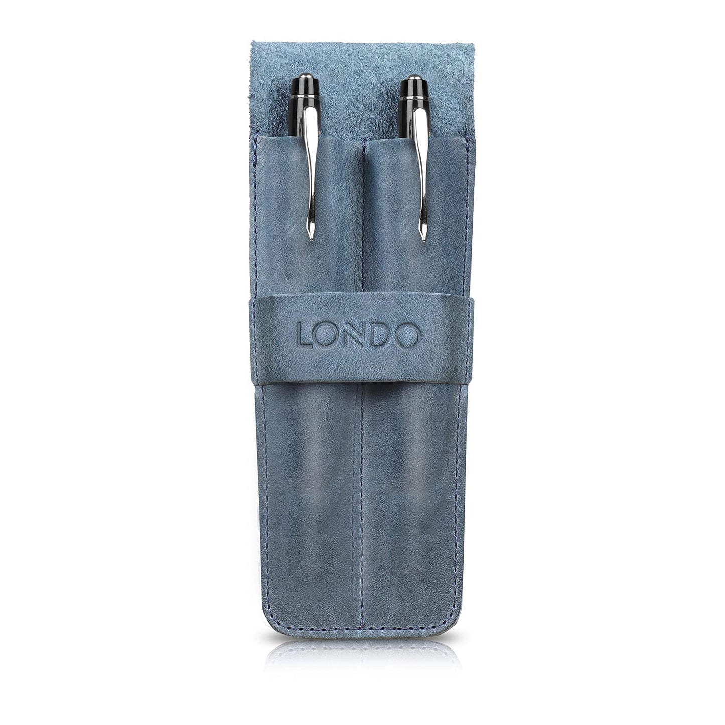 Londo Genuine Leather Pen and Pencil Case with Tuck in Flap, Stationery Bag - Two compartment