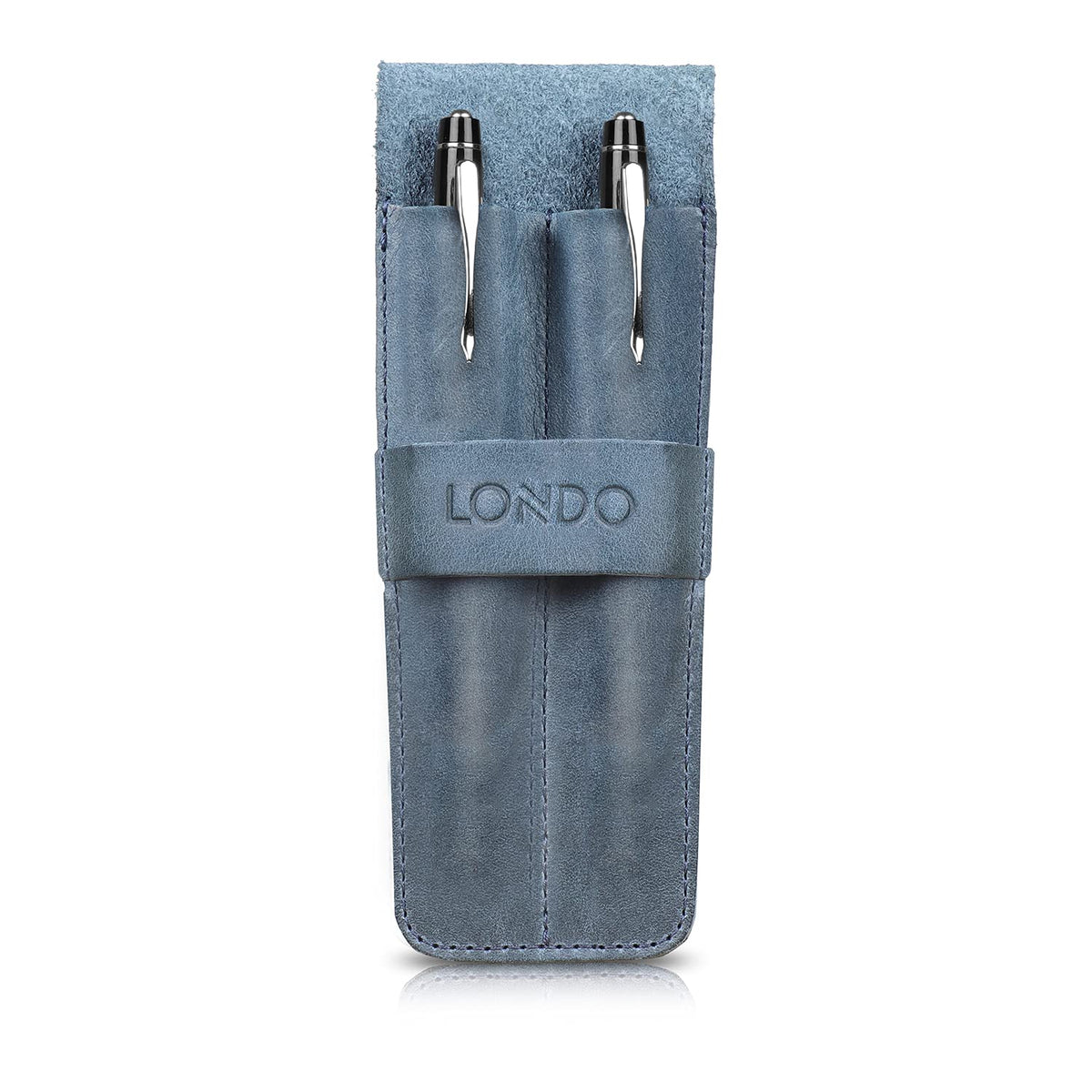 Londo Genuine Leather Pen and Pencil Case with Tuck in Flap, Stationery Bag - Two compartment