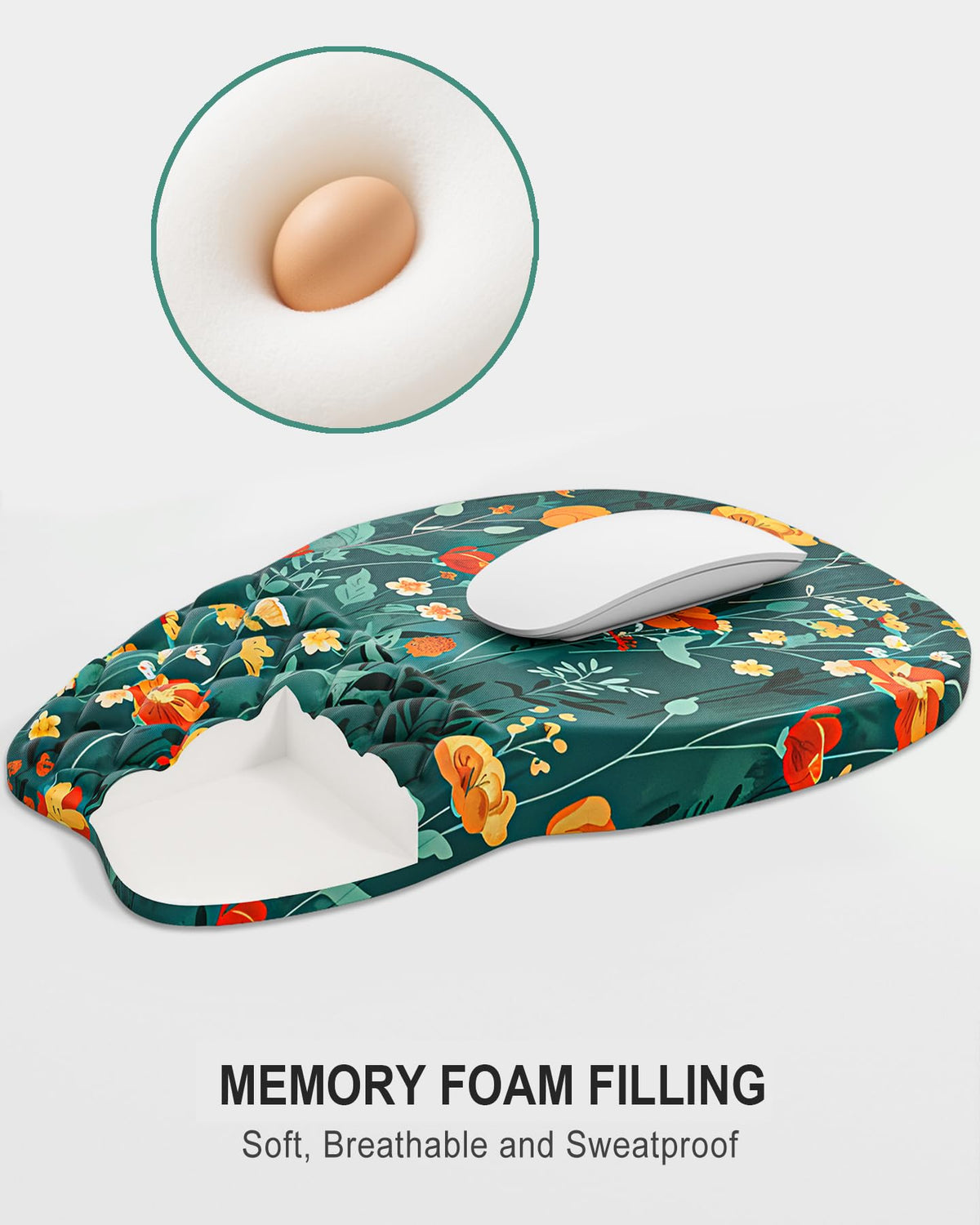 Auhoahsil Ergonomic Mouse Pad with Wrist Rest, Slope Computer Mouse Mat with Wrist Support, Memory