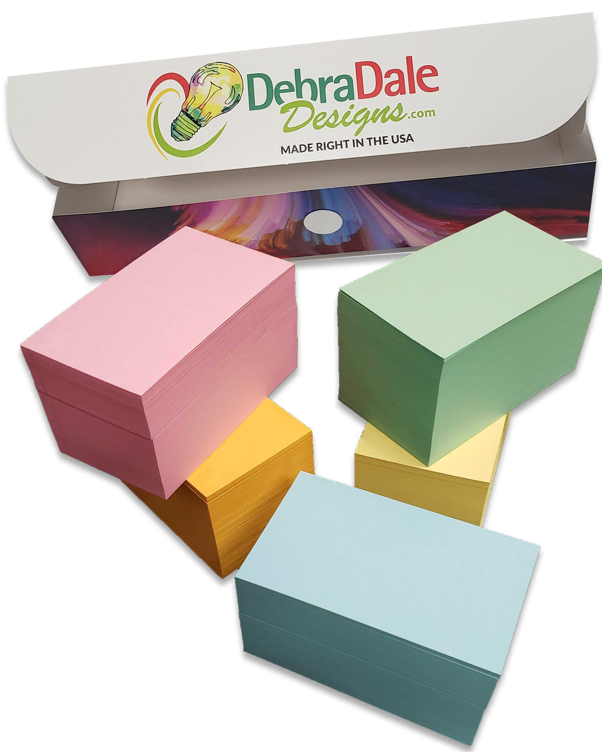 Blank Flash Cards 1,100 Multicolor Unruled Unpunched 3.5x2 – USA Made