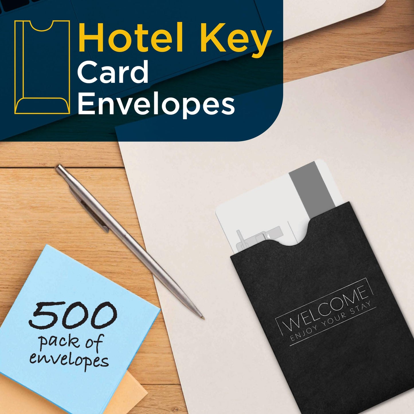 Guardian Key Card Holder Sleeves, Pack of 500 Small Envelopes for Hotel Key Cards, Gift Cards
