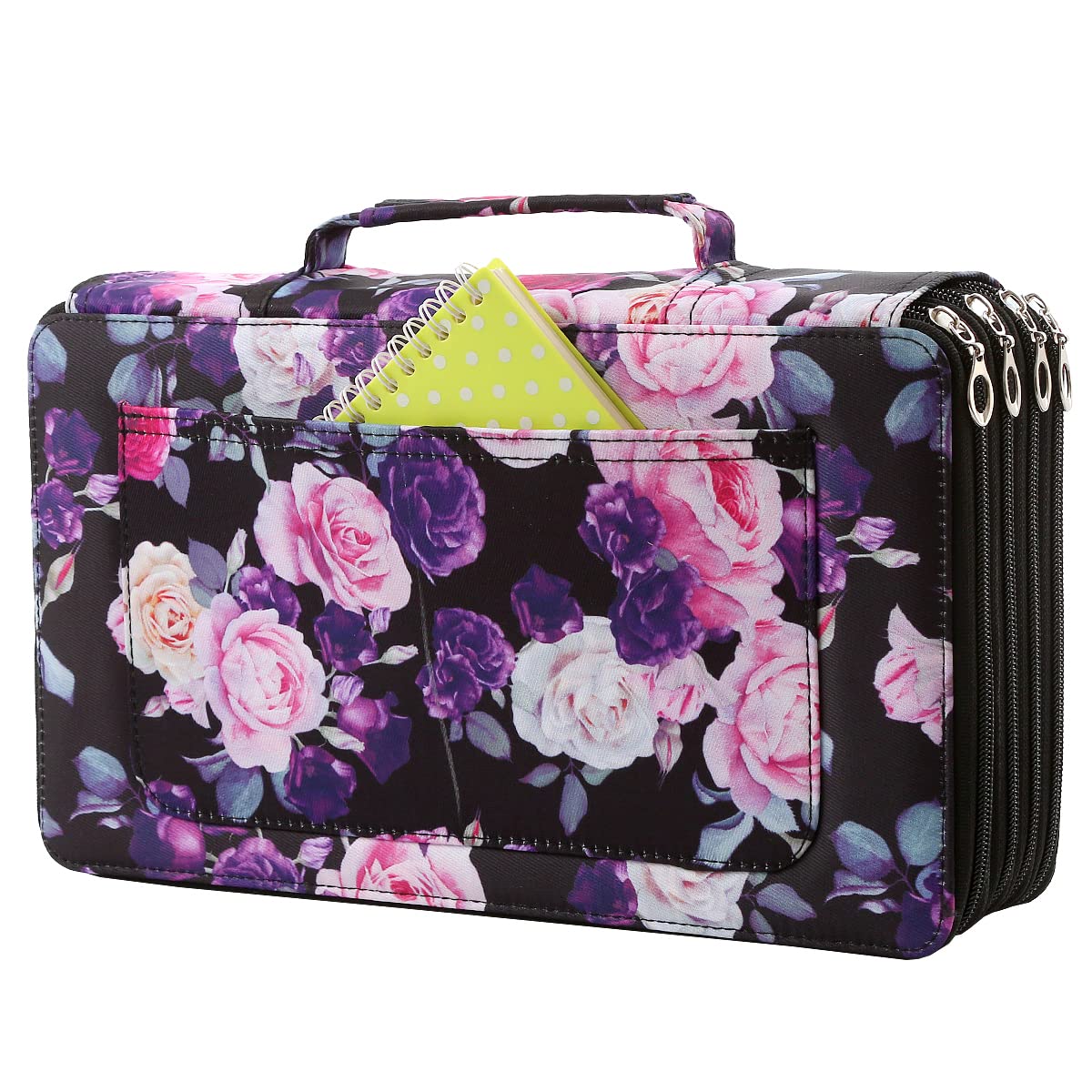 Lbxgap 300 Individual-Slots Pencil Case 4-Layer Zipped Holder w/Handle