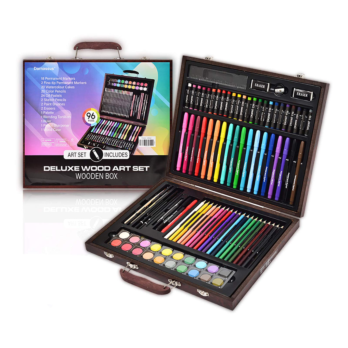 Darnassus Wood Art Set, Art Box & Drawing Kit Color Set, Art Supply Gift For 4-12 Age, Art Kit with