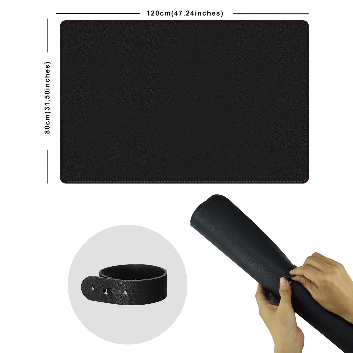 ZORESYN PU Leather Desk Pad 47.24"x31.50" Black