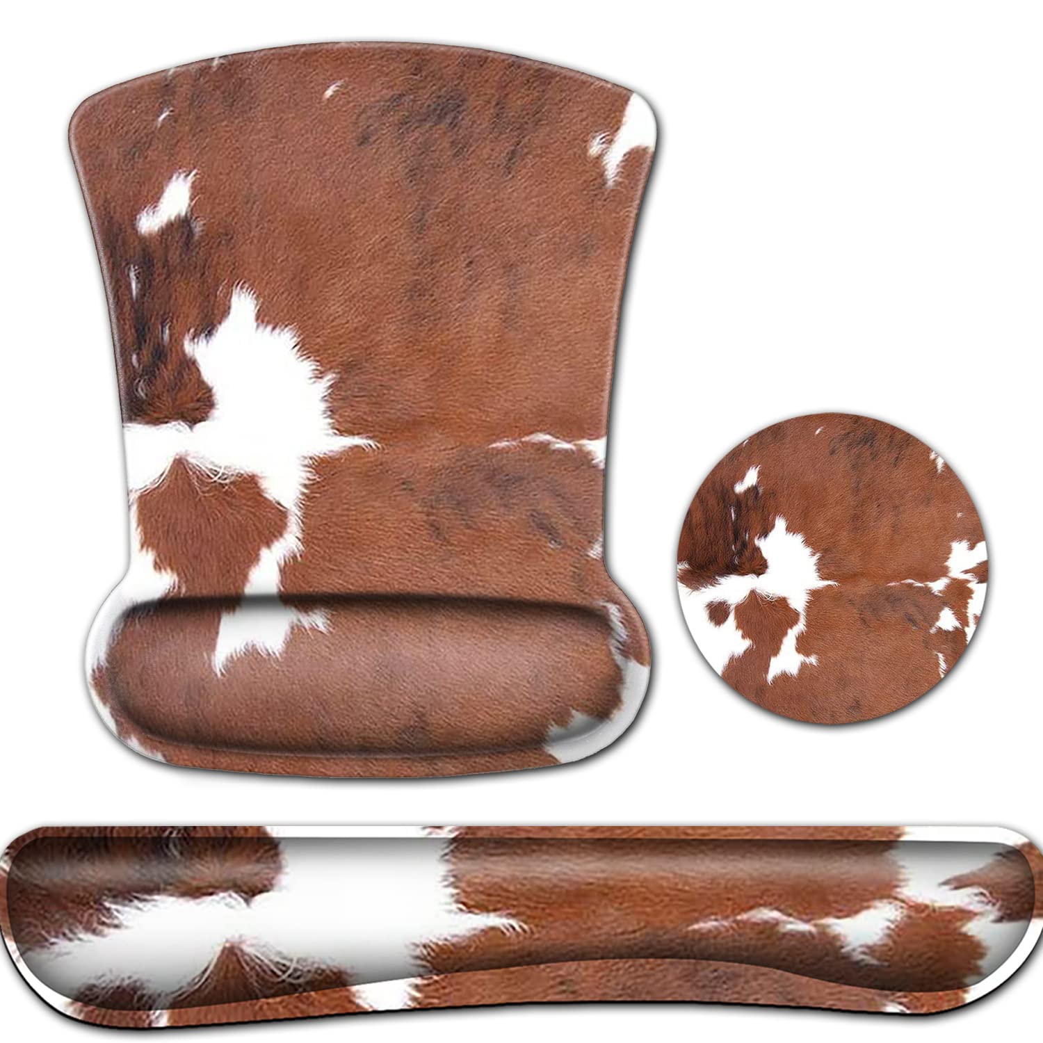 Keyboard Wrist Rest and Mouse Pad with Wrist Support Ergonomic Mousepad Coaster, Cowhide Farm