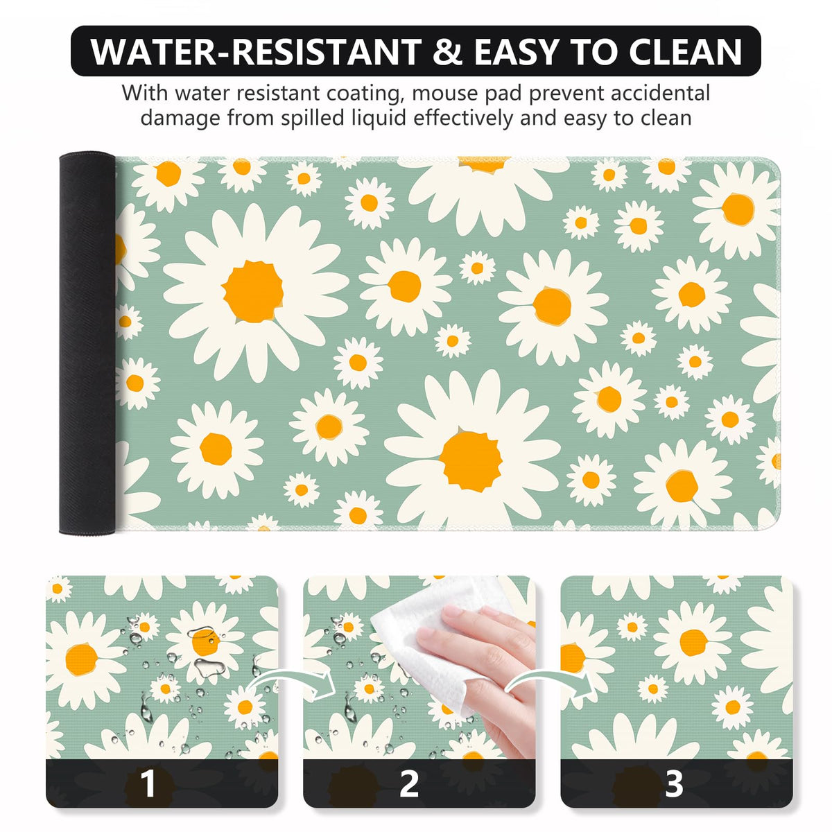 iCasso Desk Mat, Desk Matt for Desktop, Cute Desk Pad Mat, Daisy