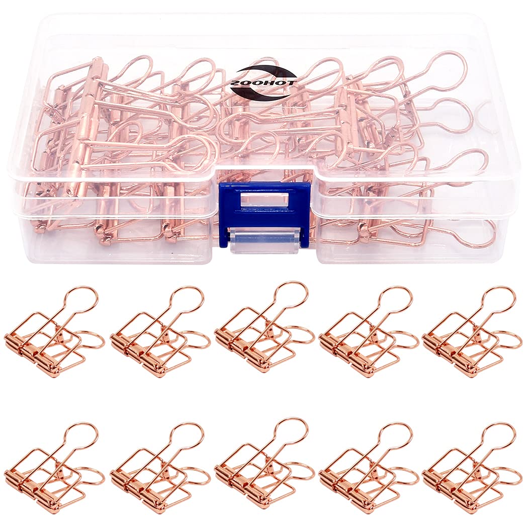 Zoohot 32mm Rose Gold Metal Binder Clips - Pack of 15