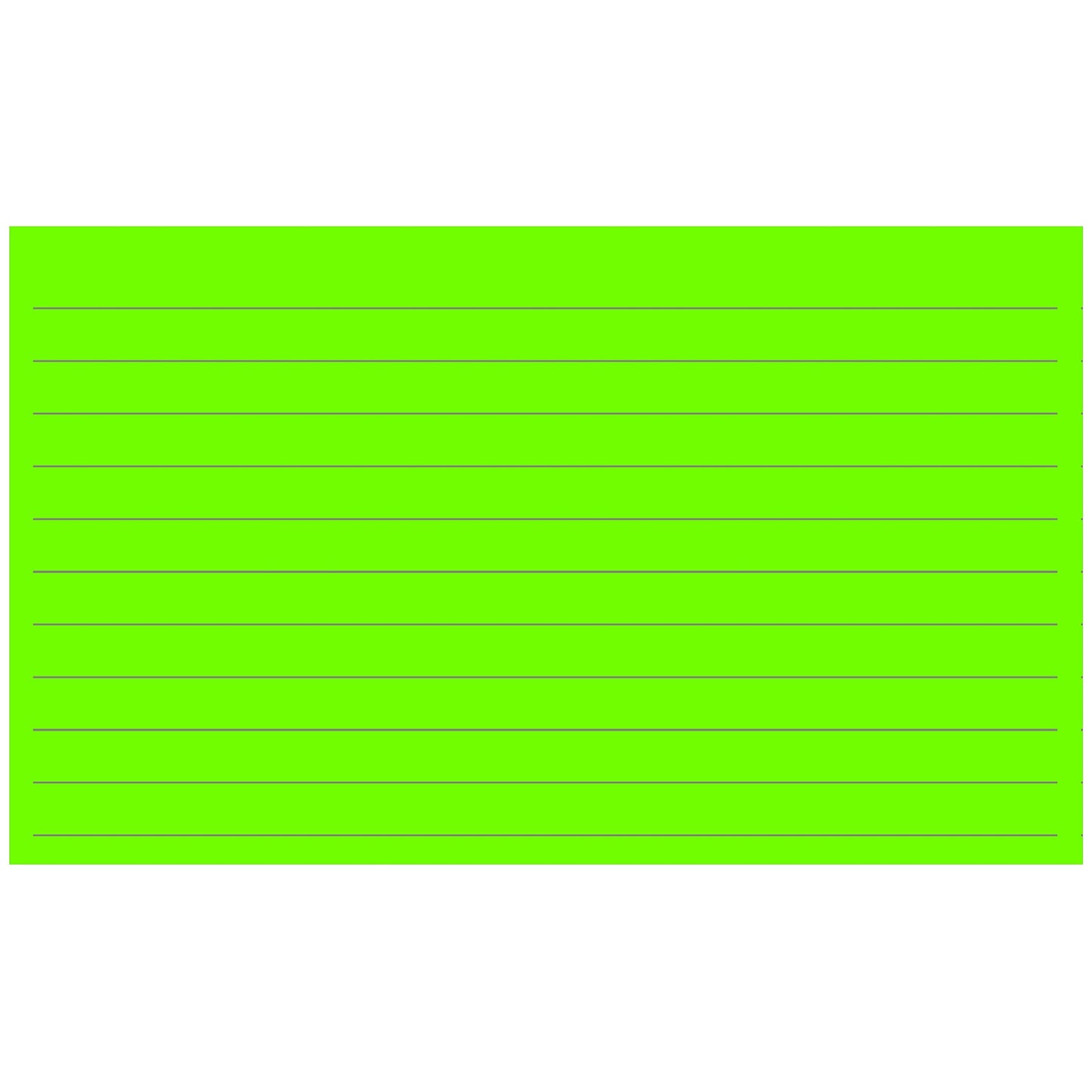 Colonial Cards: 150 Color Cardstock 3" x 5" Index Cards, Lime Green, Lined Landscape Format