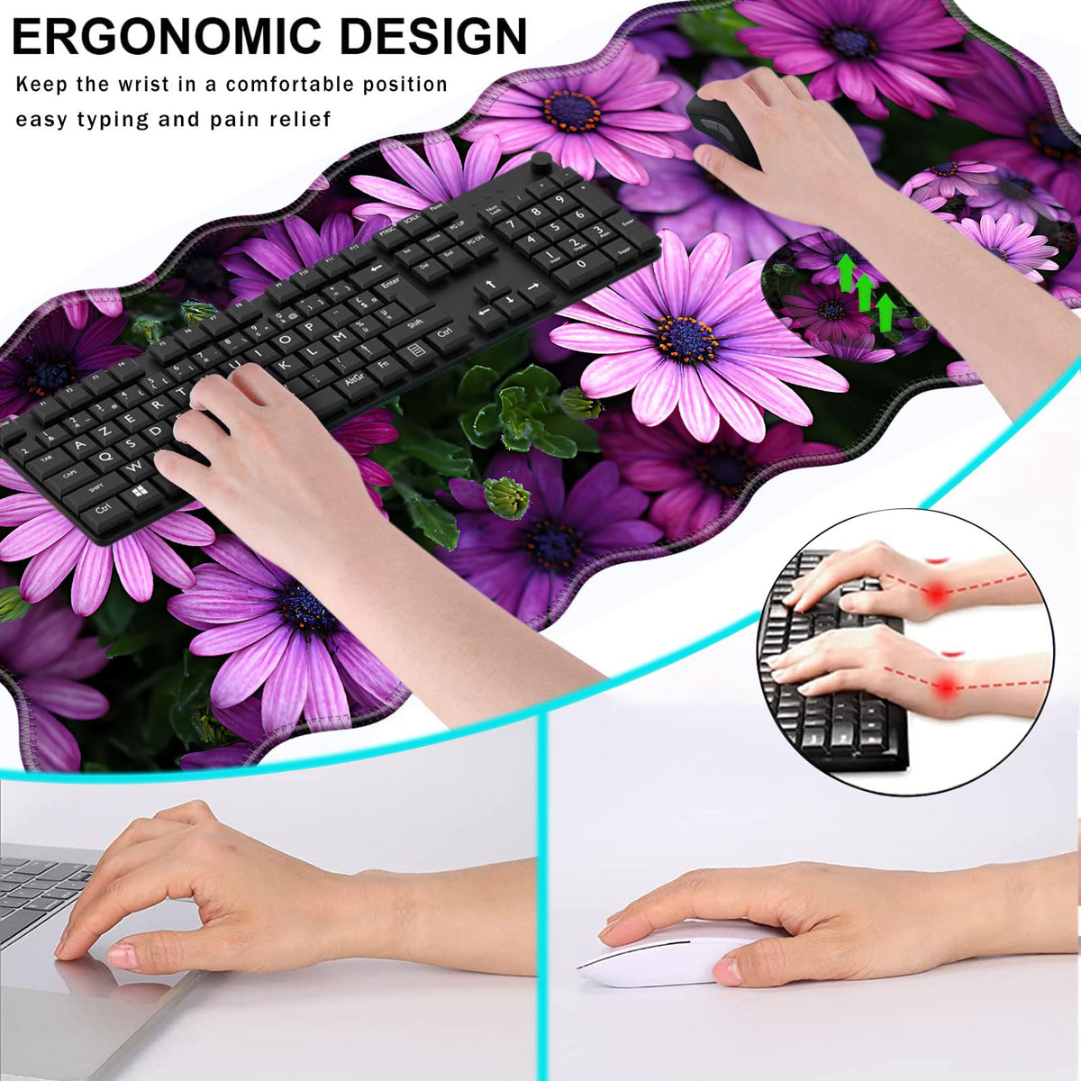 CICPLKSE Mouse Pad with Wrist Support + Desk Mat + Coaster 3 in 1 Set, XL Large Gaming Mousepad
