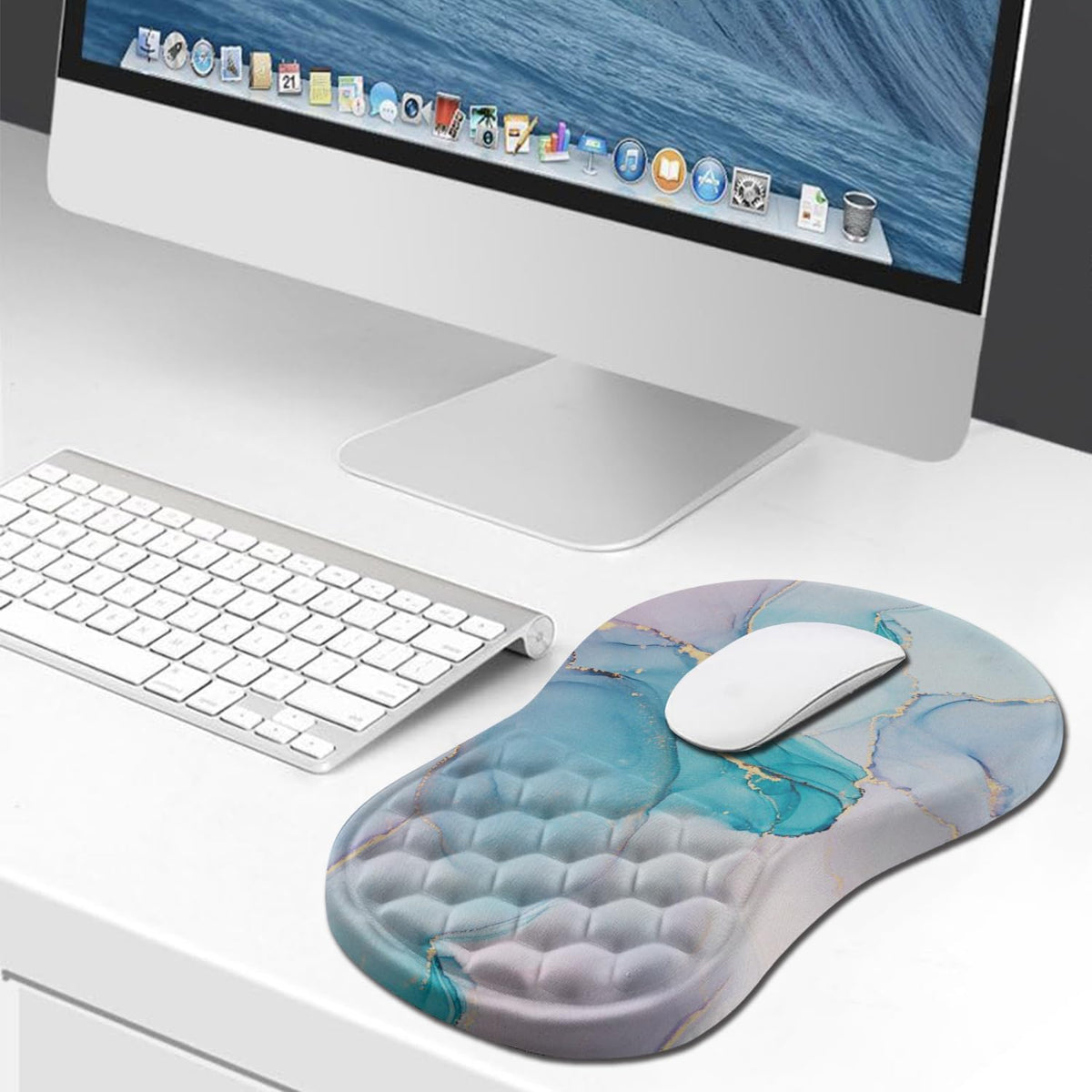 Hokafenle Ergonomic Mouse Pad Wrist Support, Wrist Rest Mousepad for Carpal Tunnel Pain Relief with