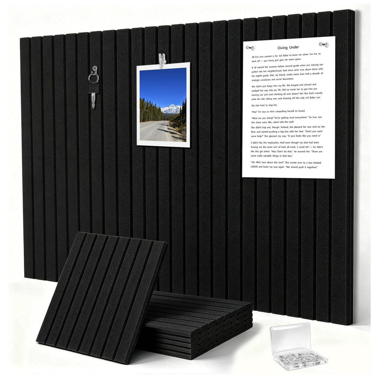 G Gamit 0.47" Thick Felt Pin Board 36"x24" Large Cork Board Alternative 6 Pack 11.81"x11.81"Felt