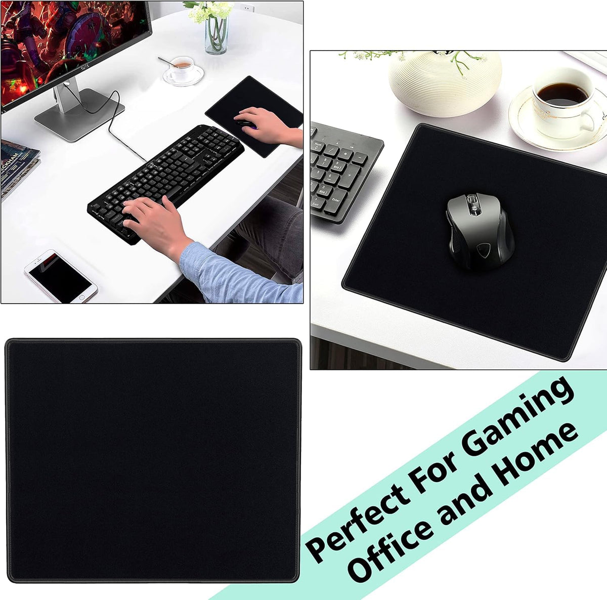 SaiTech IT 12 Pack Waterproof Mouse Pad, 8.66x7.1 inch, Black