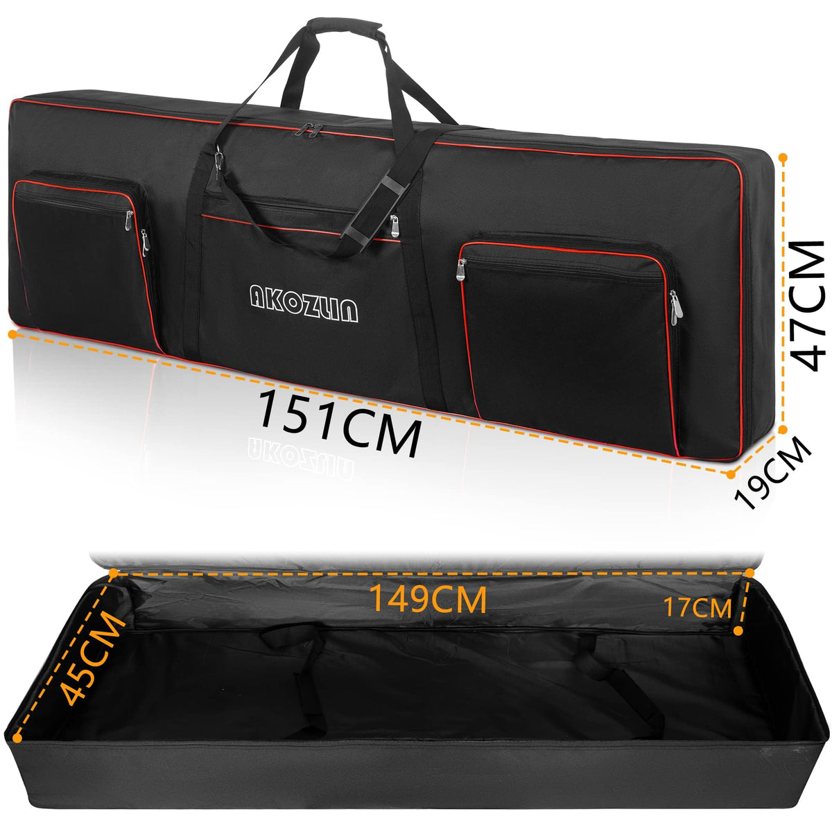 AKOZLIN 88 Key Keyboard Case, Soft Padded Keyboard Gig Bag, Piano Bag