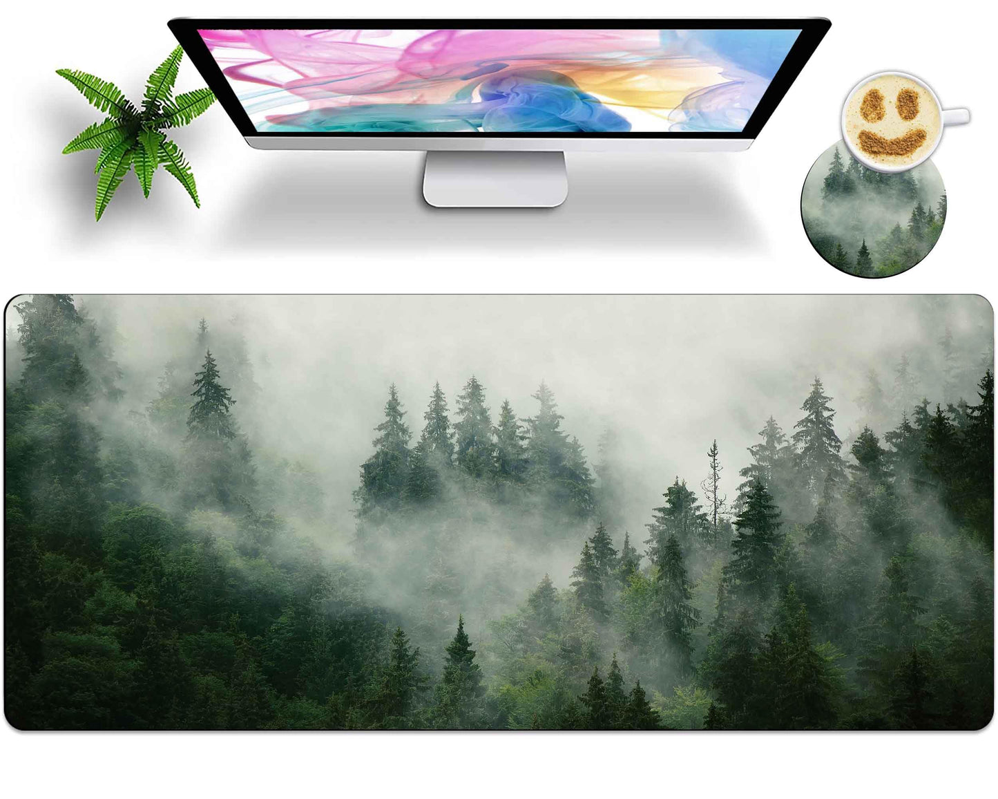 Large Mouse Pad with Coaster 35.4x15.7 XXL Extended Mousepad Desk Mat for Keyboard and Mouse
