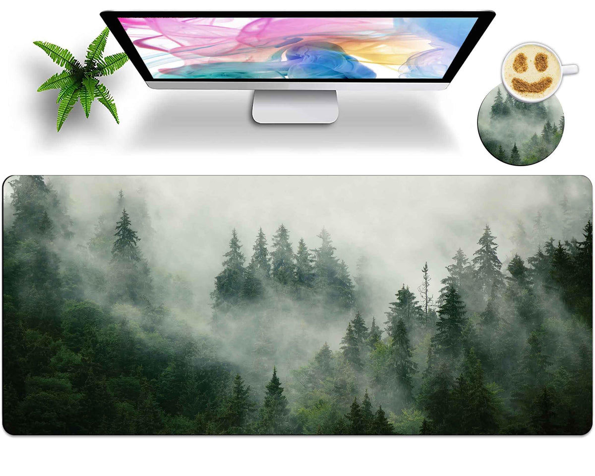Large Mouse Pad with Coaster 35.4x15.7 XXL Extended Mousepad Desk Mat for Keyboard and Mouse