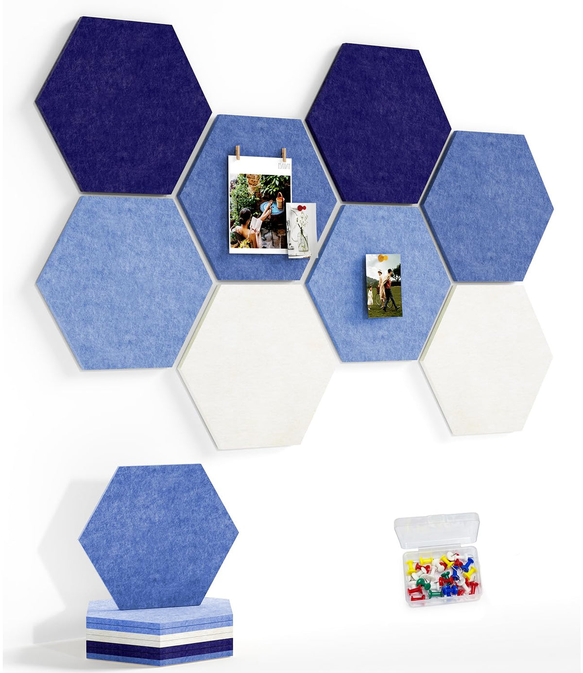 Uoisaiko 8-Pack Hexagon Felt Bulletin Board Tiles, Cork Board Alternative