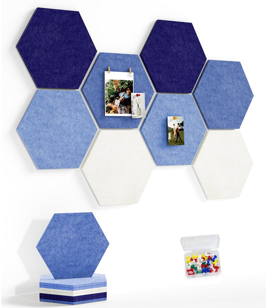 Uoisaiko 8-Pack Hexagon Felt Bulletin Board Tiles, Cork Board Alternative