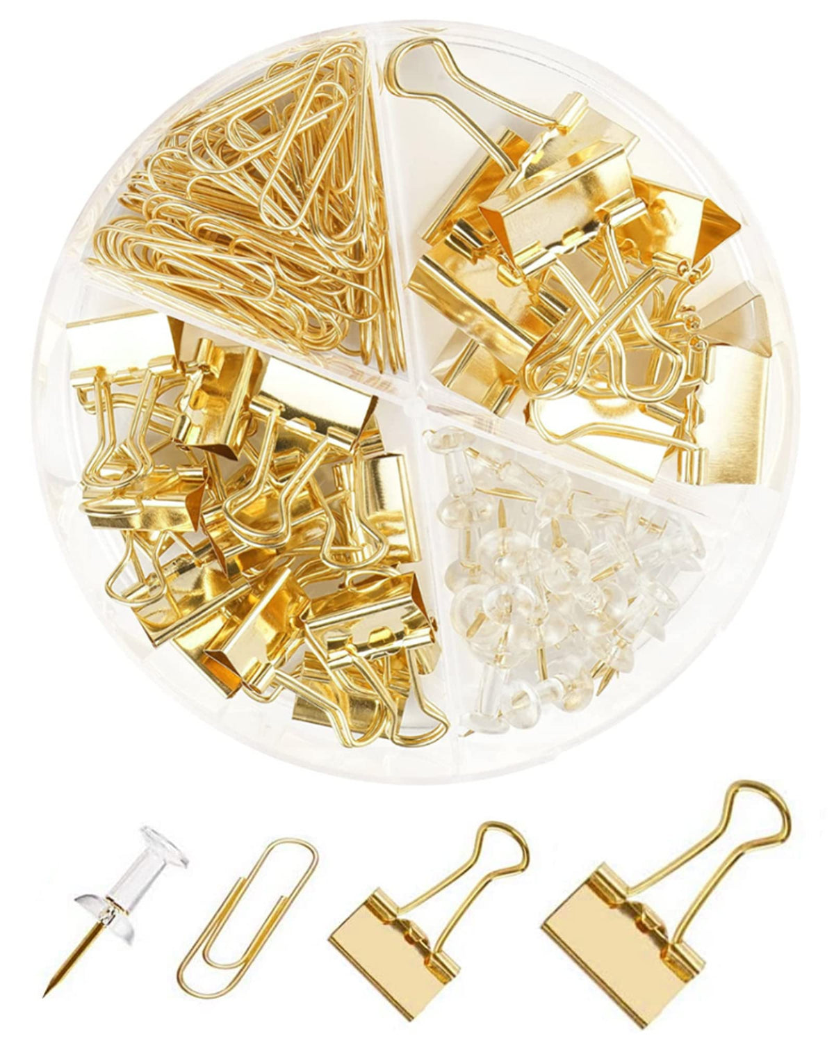 Creechwa Paper Clips Binder Push Pin Set, Assorted Sized Binder Clips
