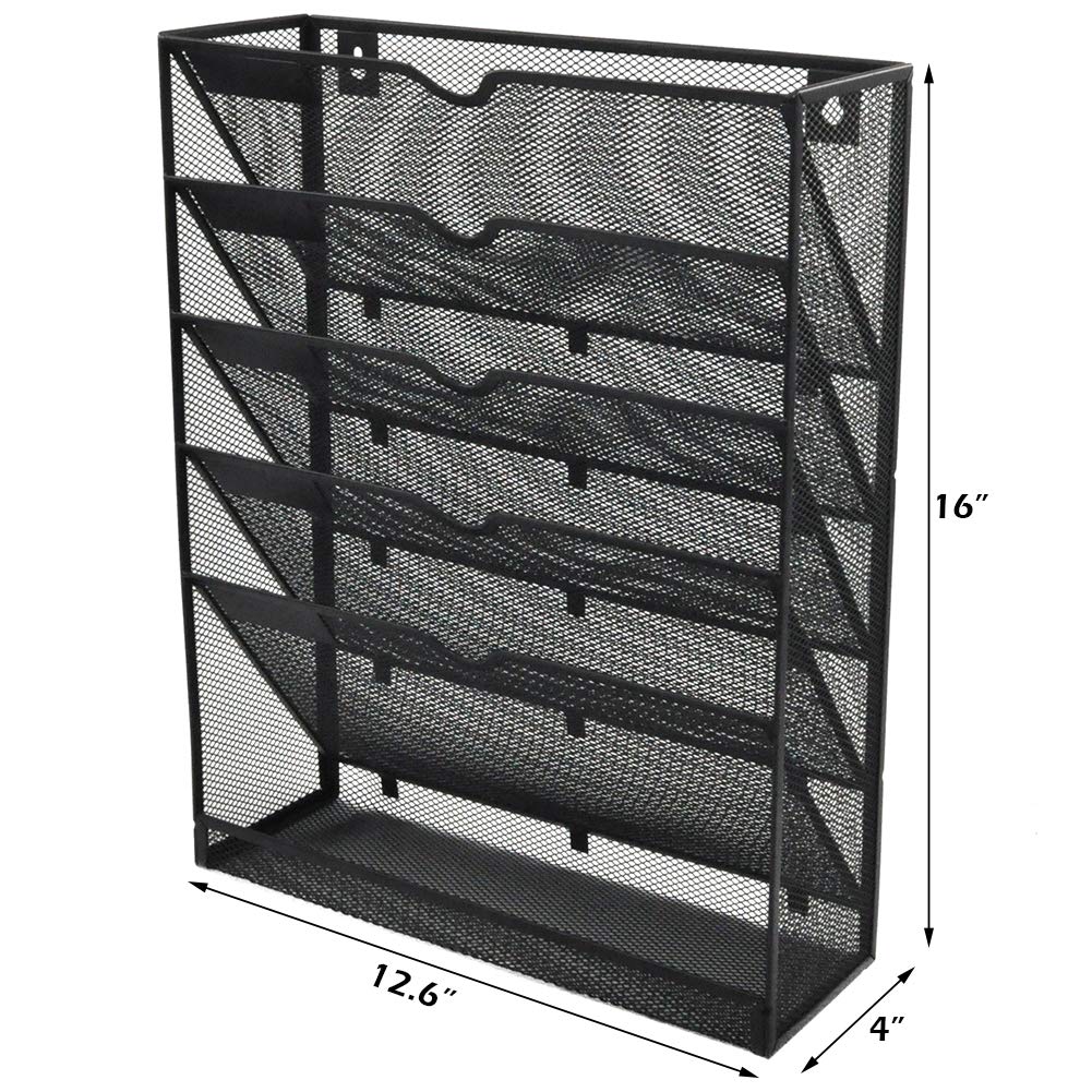 EASEPRES Desk File Organizer Mesh 6-Tier, Hanging Wall Mount Document Organization Stand, Desktop