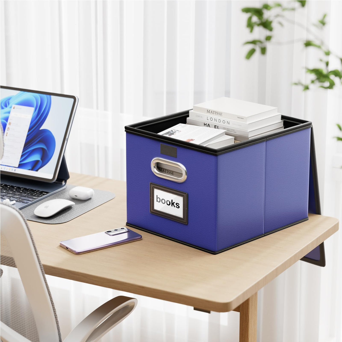 Huolewa File Organizer Box with Lids, Collapsible File Folder Organizer