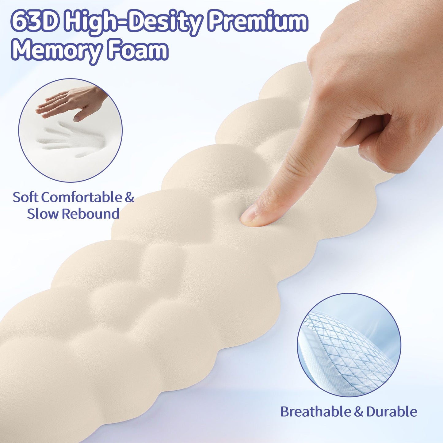 Sushret Cloud Wrist Rest Keyboard, Cloud Keyboard Wrist Pad Set with PU Leather Memory Foam, Cute