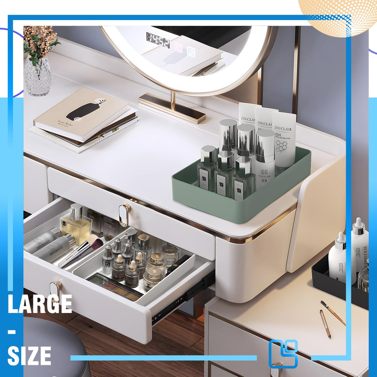 CHANCETSUI 11-Piece Stackable Drawer Organizer Set, Multi-size Desk Drawer Organizer Trays Vanity