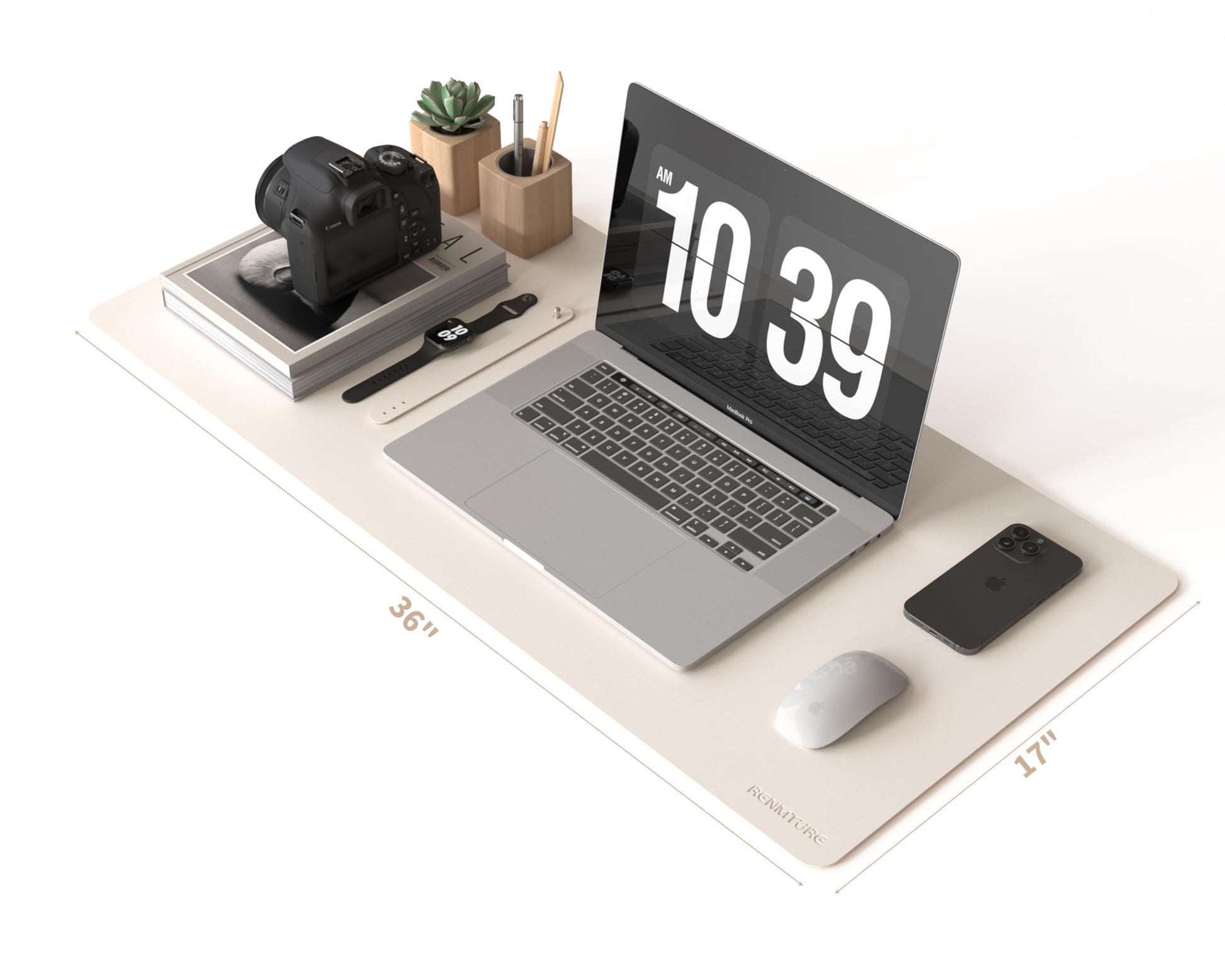 RENMTURE PU Mouse Pad, Faux Leather Large Desk Pad, Home Work Office Accessories, Non-Slip Desk