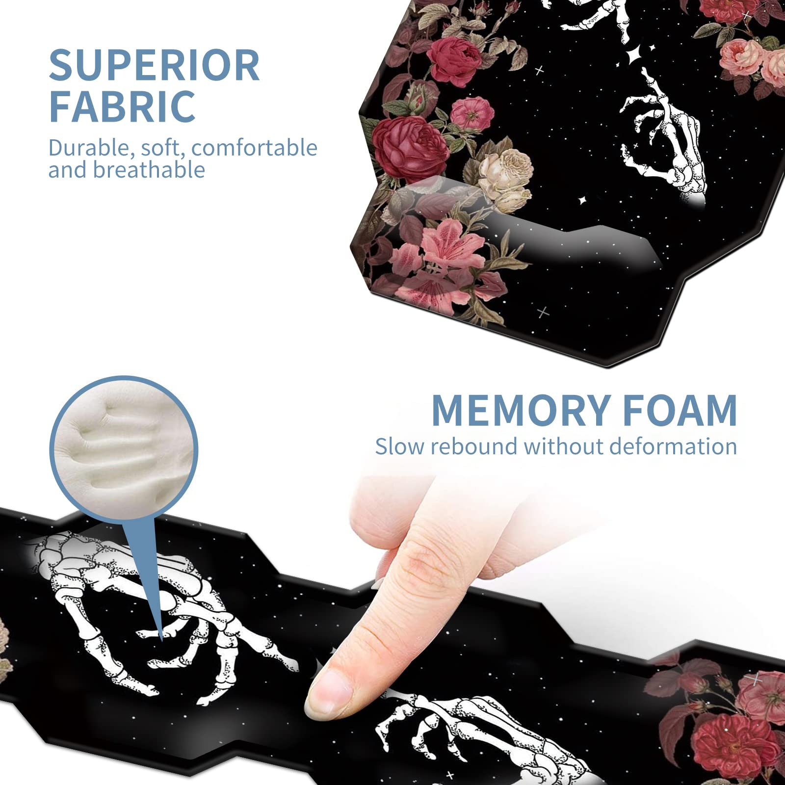 Keyboard Wrist Rest & Ergonomic Mouse Wrist Rest Pad Set, Octagon Mouse Pad Made of Memory Foam