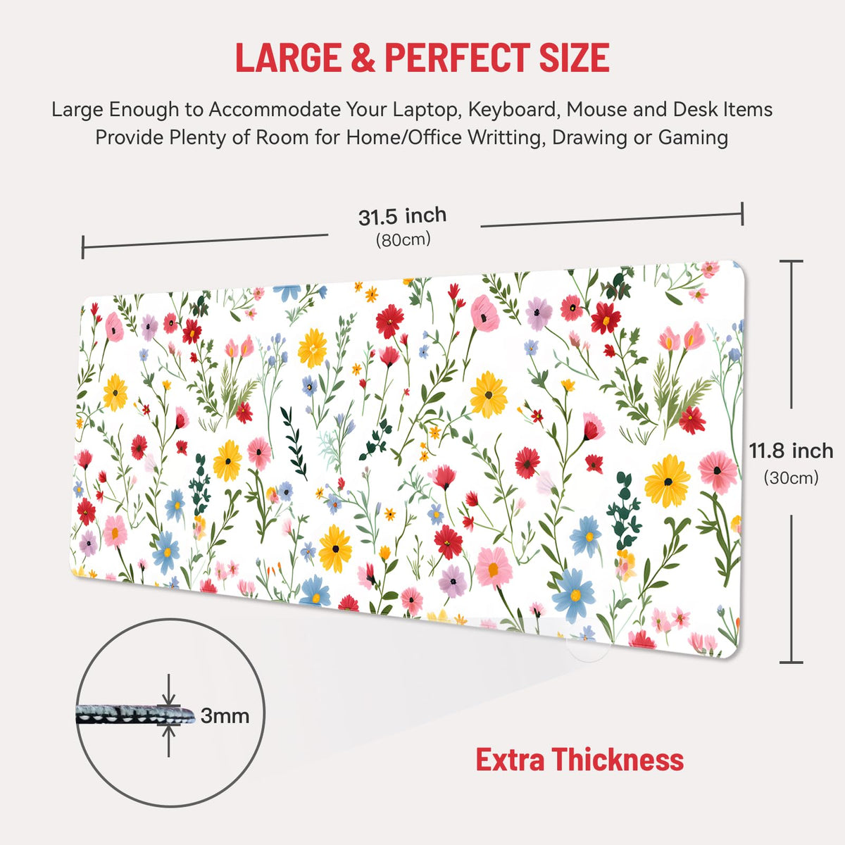 Stanoha Cute Desk Mat for Keyboard Desktop Extra Large Mouse Pad, White